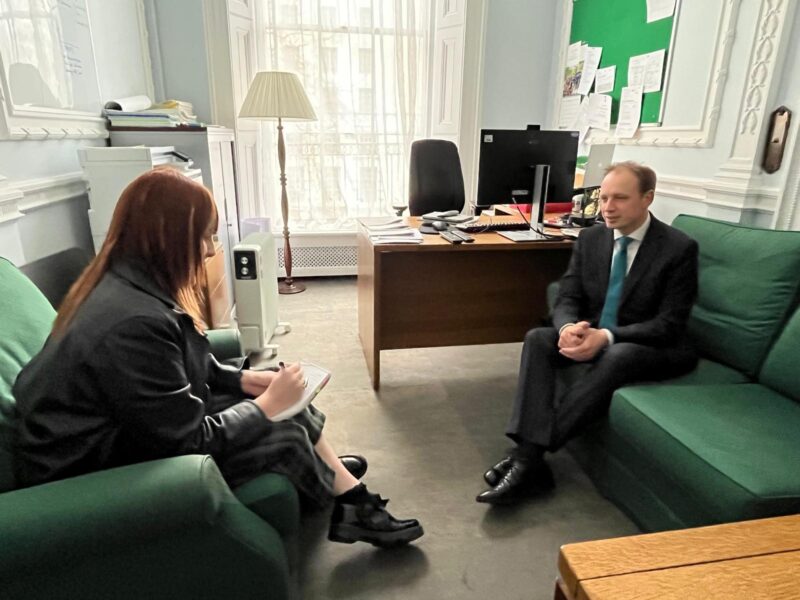 Darren Paffey with Daily Echo journalist Maya George