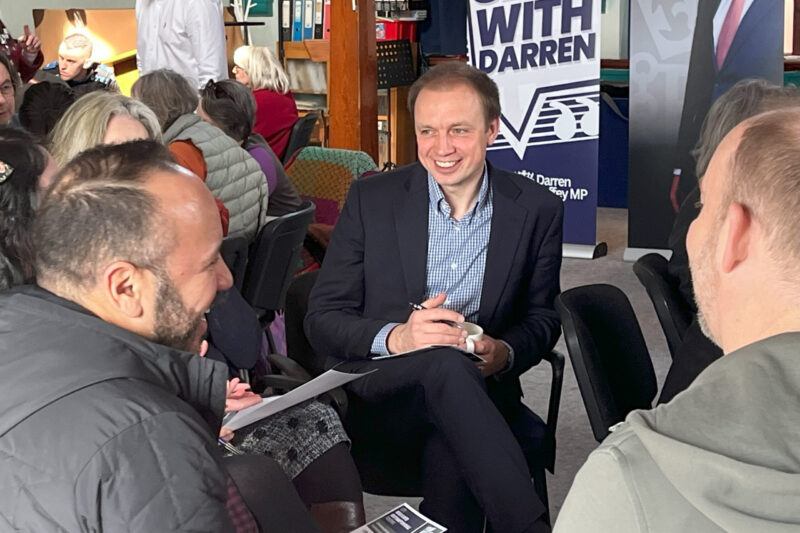 Darren speaks to constituents at his first community coffee morning