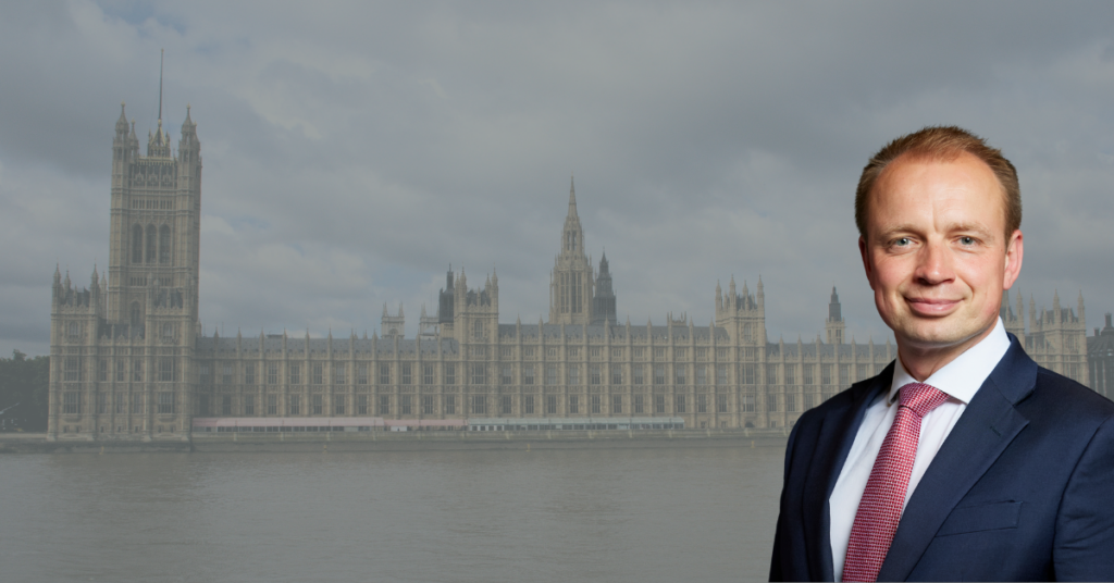 Darren Paffey pictured in front of the Houses of Parliament