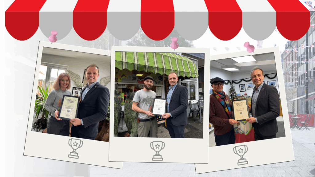 Darren with the winners of his second annual small business awards